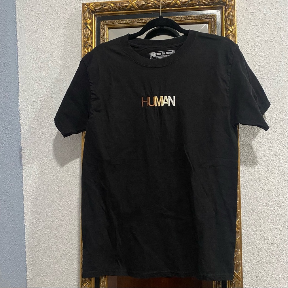 HUMAN Black Tee Shirt Wear the Peace